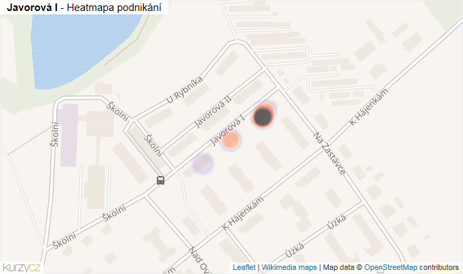 Mapa Javorová I - Firmy v ulici.
