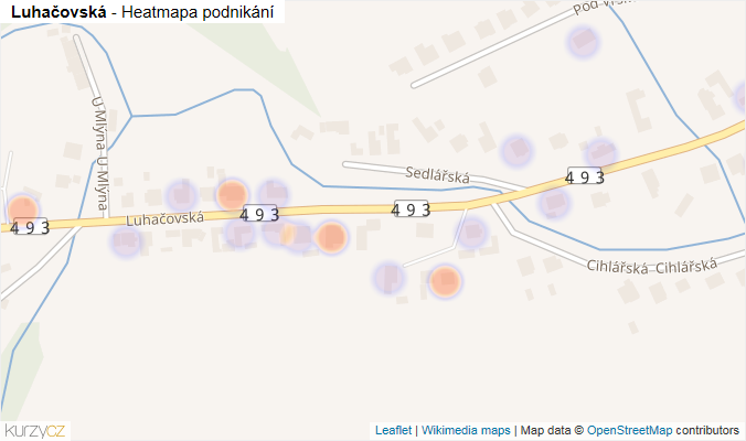 Mapa Luhačovská - Firmy v ulici.