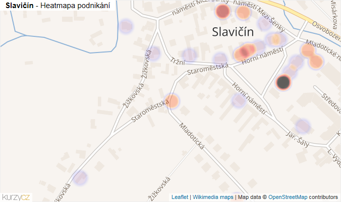 Mapa Slavičín - Firmy v části obce.