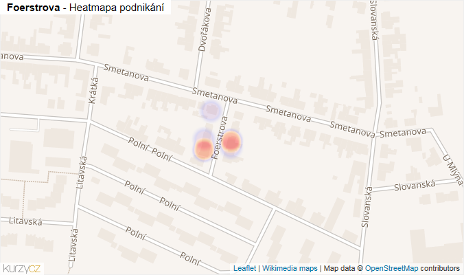 Mapa Foerstrova - Firmy v ulici.