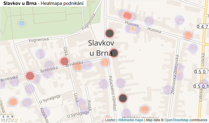 Mapa Slavkov u Brna - Firmy v části obce.