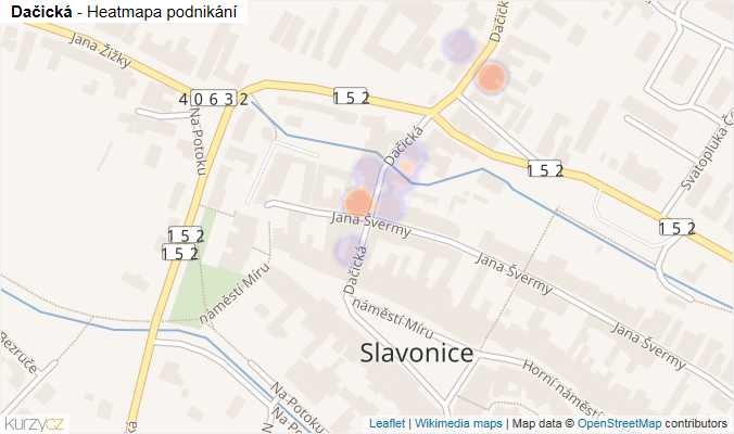 Mapa Dačická - Firmy v ulici.