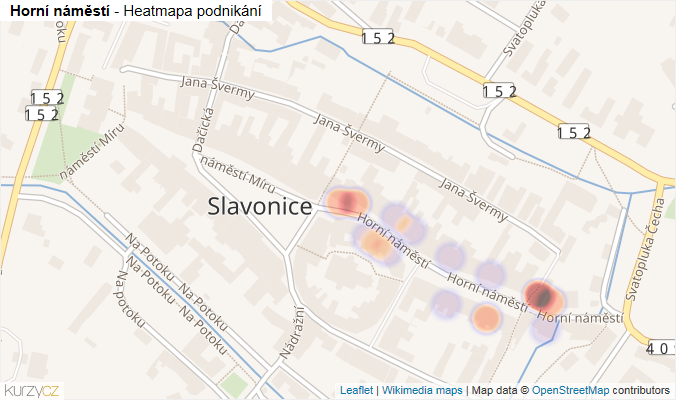 Mapa Horní náměstí - Firmy v ulici.