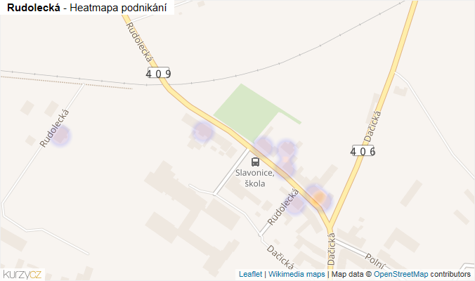 Mapa Rudolecká - Firmy v ulici.