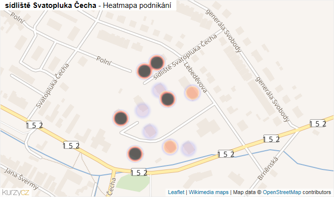 Mapa sídliště Svatopluka Čecha - Firmy v ulici.