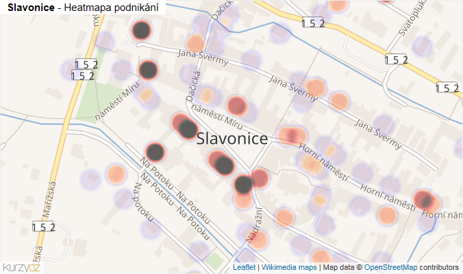 Mapa Slavonice - Firmy v části obce.