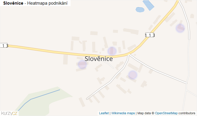 Mapa Slověnice - Firmy v části obce.