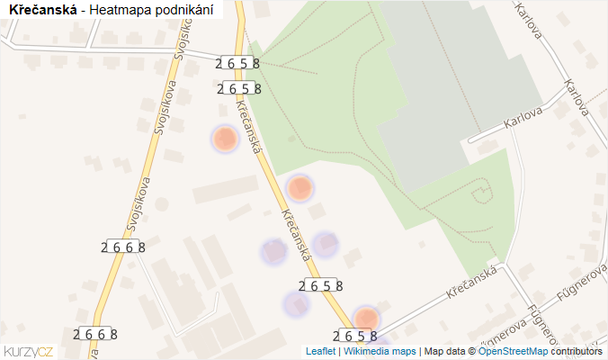Mapa Křečanská - Firmy v ulici.