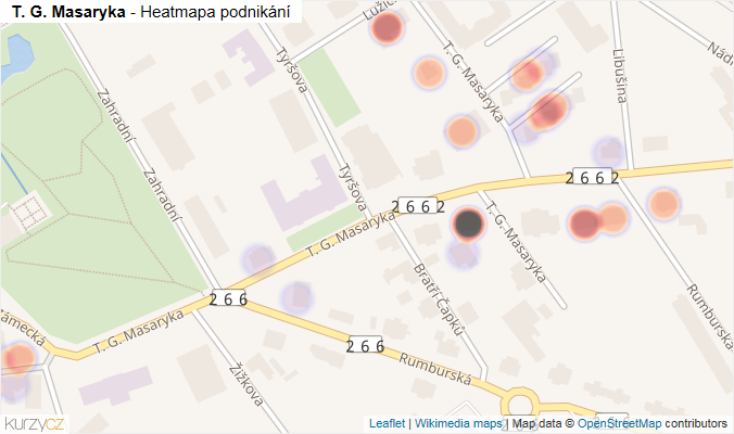 Mapa T. G. Masaryka - Firmy v ulici.