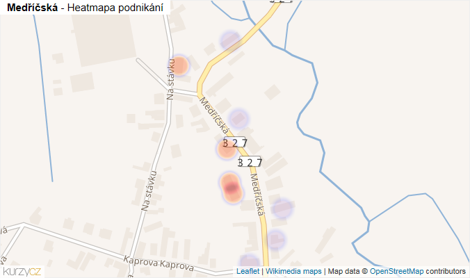 Mapa Medříčská - Firmy v ulici.