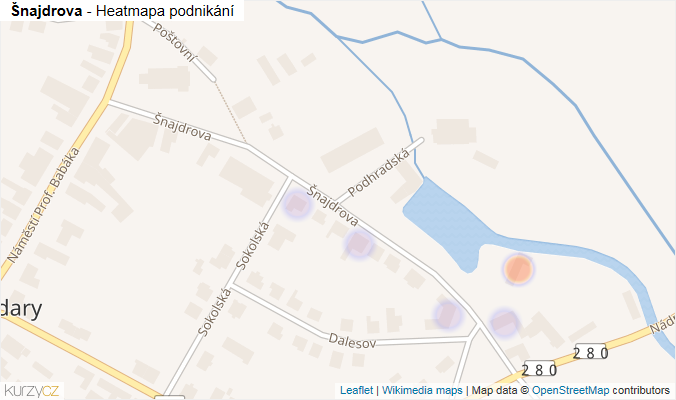 Mapa Šnajdrova - Firmy v ulici.