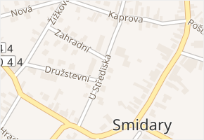 U Střediska v obci Smidary - mapa ulice