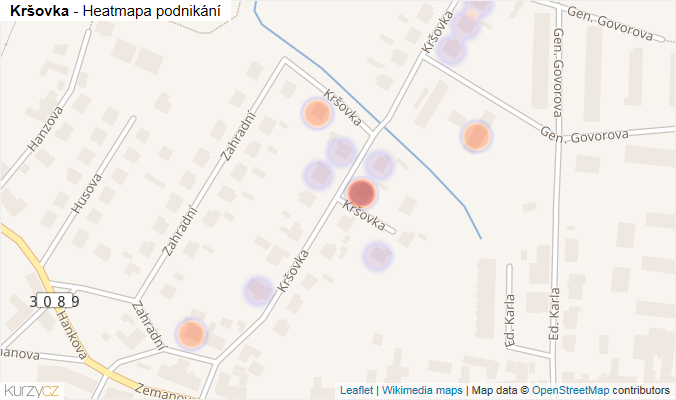 Mapa Kršovka - Firmy v ulici.
