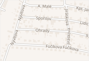 Ohrady v obci Smiřice - mapa ulice