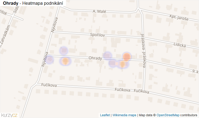 Mapa Ohrady - Firmy v ulici.