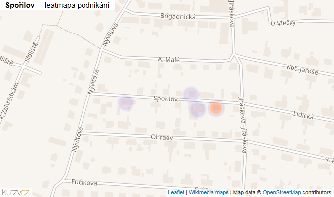 Mapa Spořilov - Firmy v ulici.