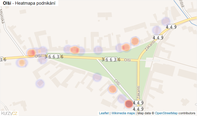Mapa Olší - Firmy v ulici.