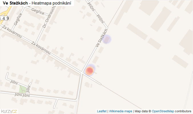 Mapa Ve Stežkách - Firmy v ulici.