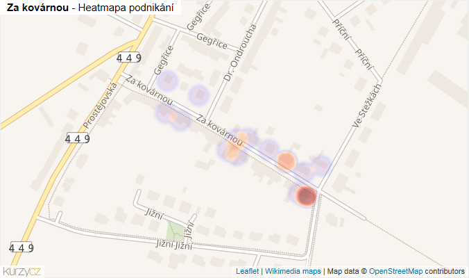 Mapa Za kovárnou - Firmy v ulici.