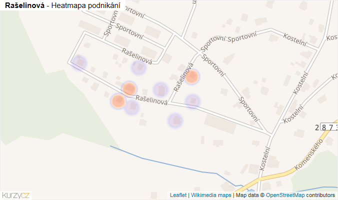 Mapa Rašelinová - Firmy v ulici.
