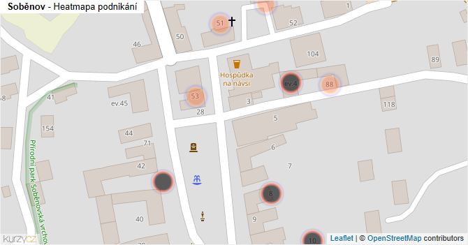 Soběnov - mapa podnikání