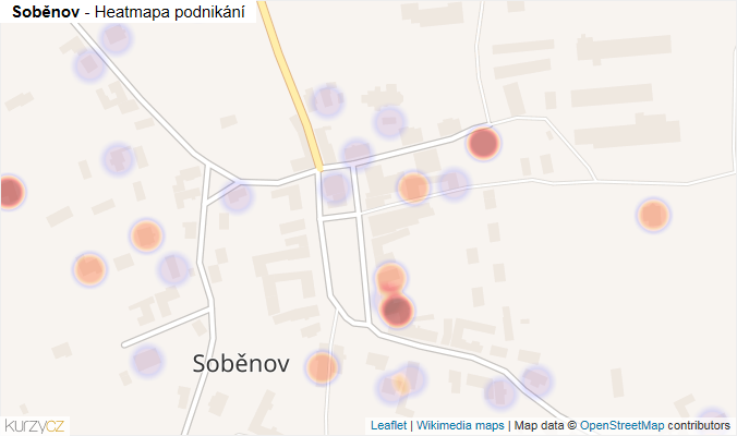 Mapa Soběnov - Firmy v části obce.