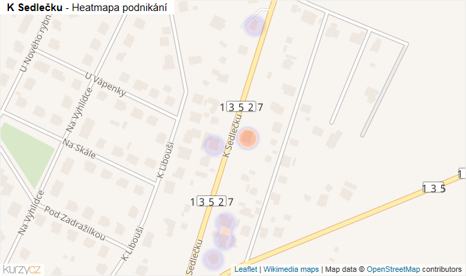 Mapa K Sedlečku - Firmy v ulici.