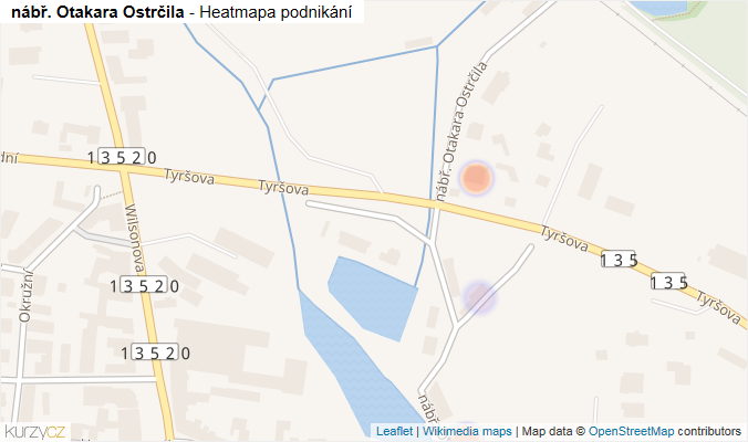 Mapa nábř. Otakara Ostrčila - Firmy v ulici.
