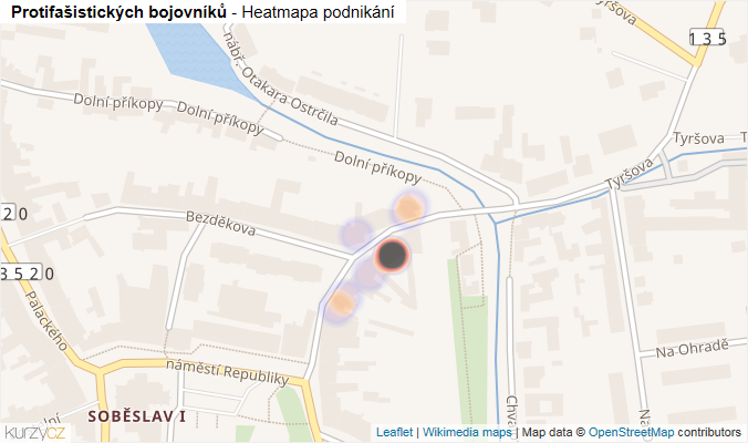 Mapa Protifašistických bojovníků - Firmy v ulici.