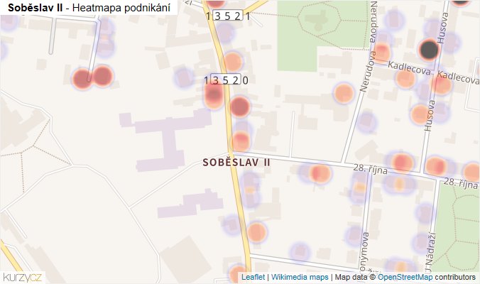 Mapa Soběslav II - Firmy v části obce.