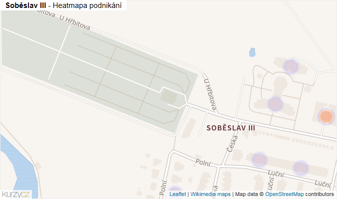 Mapa Soběslav III - Firmy v části obce.