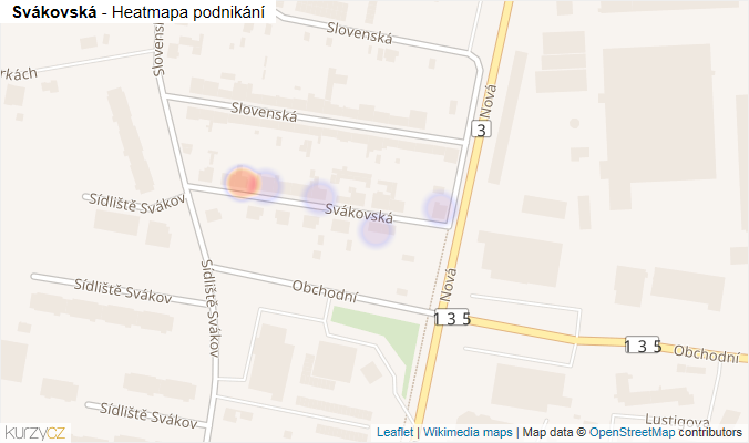 Mapa Svákovská - Firmy v ulici.