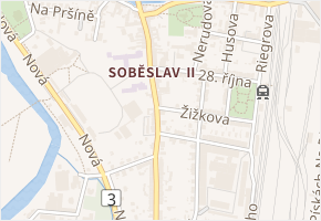 Žižkova v obci Soběslav - mapa ulice