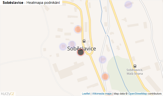 Mapa Soběslavice - Firmy v části obce.