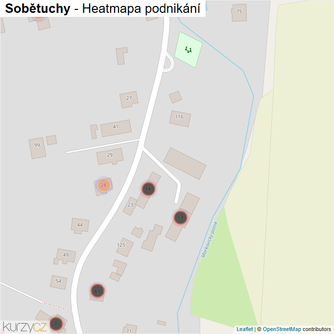 Mapa Sobětuchy - Firmy v obci.