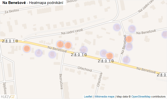 Mapa Na Benešově - Firmy v ulici.