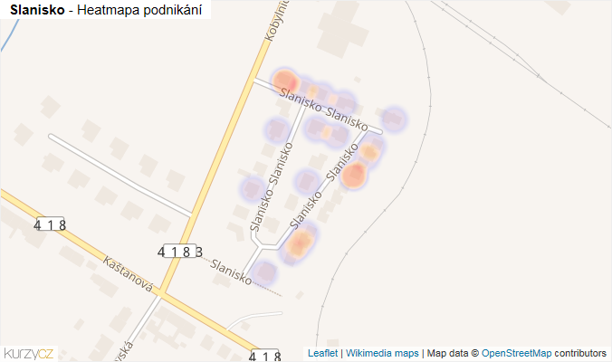 Mapa Slanisko - Firmy v ulici.