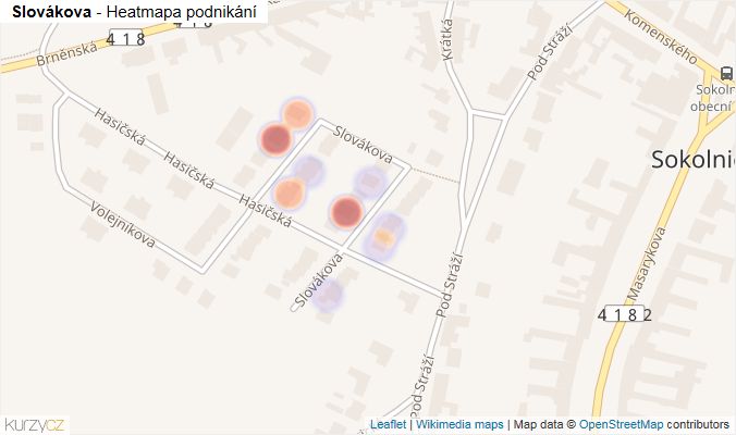 Mapa Slovákova - Firmy v ulici.