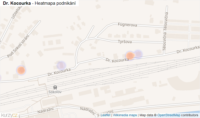 Mapa Dr. Kocourka - Firmy v ulici.