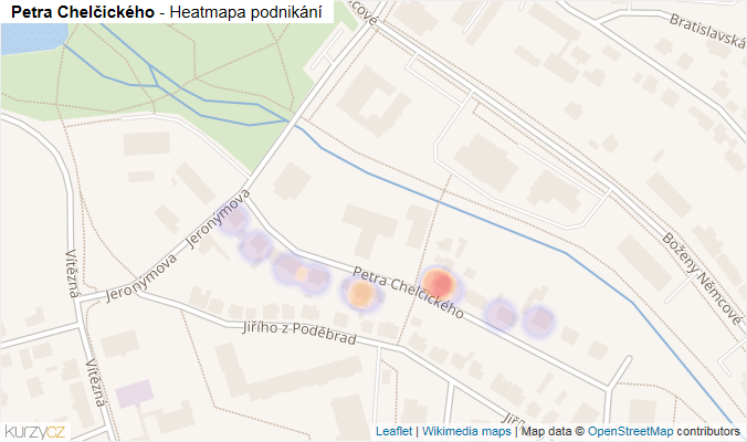 Mapa Petra Chelčického - Firmy v ulici.