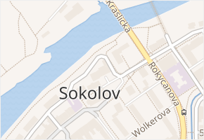 Růžové náměstí v obci Sokolov - mapa ulice