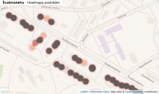 Mapa Švabinského - Firmy v ulici.