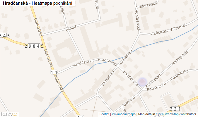 Mapa Hradčanská - Firmy v ulici.