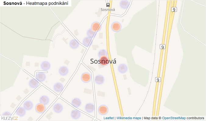 Mapa Sosnová - Firmy v části obce.