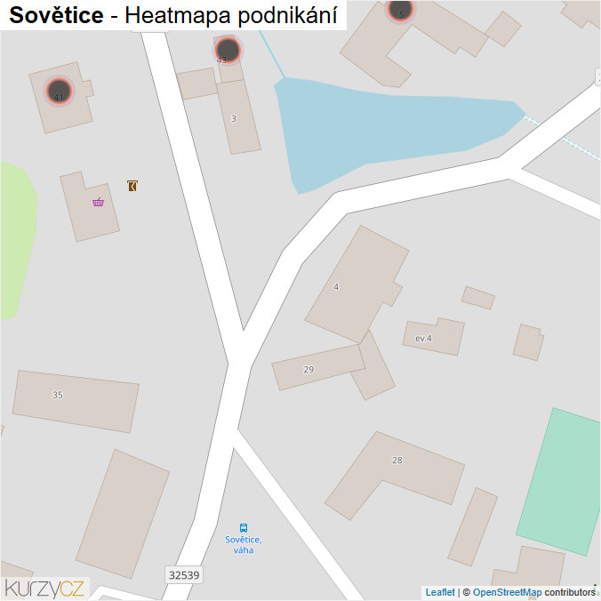 Mapa Sovětice - Firmy v obci.