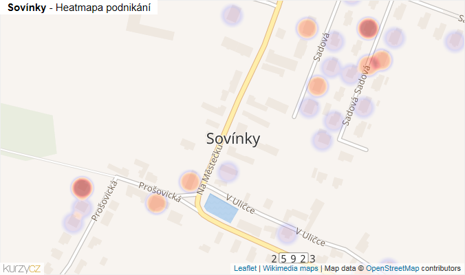 Mapa Sovínky - Firmy v části obce.