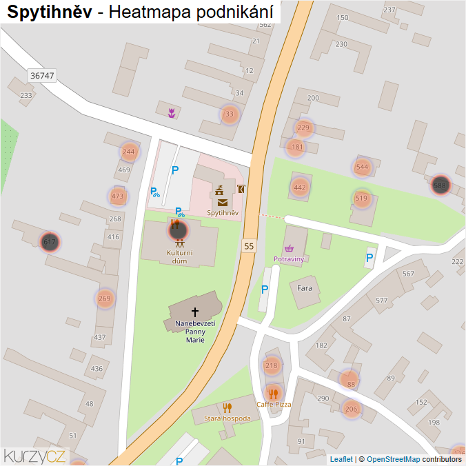 Mapa Spytihněv - Firmy v obci.