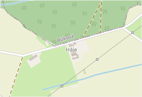 Háje v obci Srbice - mapa části obce