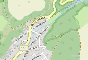 Pod Lesem v obci Srbsko - mapa ulice