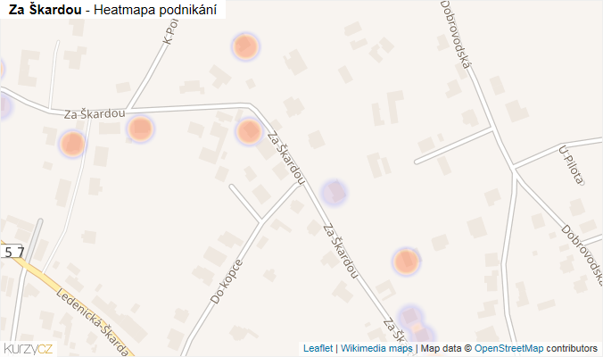 Mapa Za Škardou - Firmy v ulici.